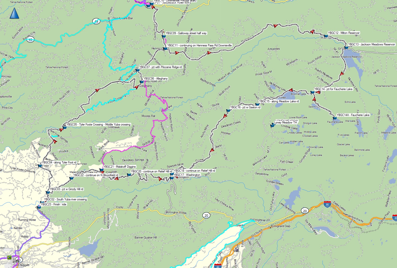 Nevada City - Downieville - Jackson Meadows dual sport loop